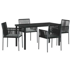 Ensemble de salle à manger pour jardin 5 pcs Noir Rotin PE 566102566102