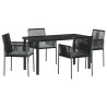 Ensemble de salle à manger pour jardin 5 pcs Noir Rotin PE 566102566102