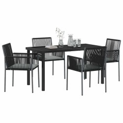 Ensemble de salle à manger pour jardin 5 pcs Noir Rotin PE 566102566102