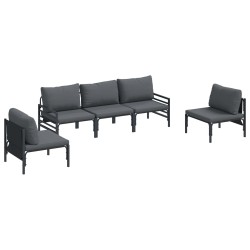Ensemble de canapé de jardin avec coussin 5 pcs Noir Acier 566105566105
