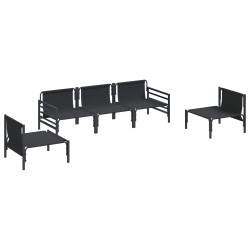 Ensemble de canapé de jardin avec coussin 5 pcs Noir Acier 566105566105