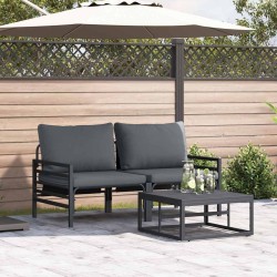 Ensemble de canapé de jardin avec coussin 3 pcs Noir Acier 566106566106