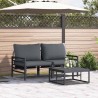 Ensemble de canapé de jardin avec coussin 3 pcs Noir Acier 566106566106