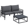 Ensemble de canapé de jardin avec coussin 3 pcs Noir Acier 566106566106