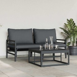 Ensemble de canapé de jardin avec coussin 3 pcs Noir Acier 566106566106