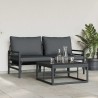 Ensemble de canapé de jardin avec coussin 3 pcs Noir Acier 566106566106