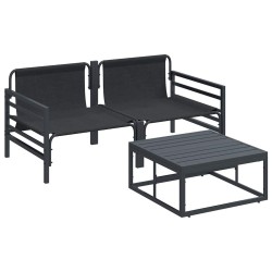 Ensemble de canapé de jardin avec coussin 3 pcs Noir Acier 566106566106
