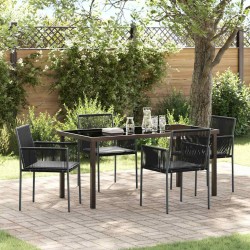 Ensemble de salle à manger pour jardin 5 pcs Noir Rotin PE 566107566107