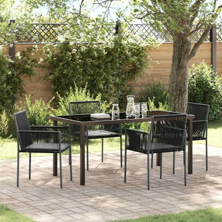 Ensemble de salle à manger pour jardin 5 pcs Noir Rotin PE 566107566107