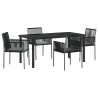 Ensemble de salle à manger pour jardin 5 pcs Noir Rotin PE 566107566107