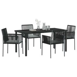 Ensemble de salle à manger pour jardin 5 pcs Noir Rotin PE 566107566107