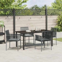 Ensemble de salle à manger pour jardin 5 pcs Noir Rotin PE 566107566107