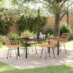Ensemble de salle à manger pour jardin 5 pcs Marron 566109566109