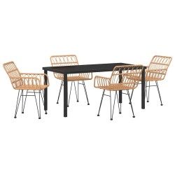 Ensemble de salle à manger pour jardin 5 pcs Marron 566109566109