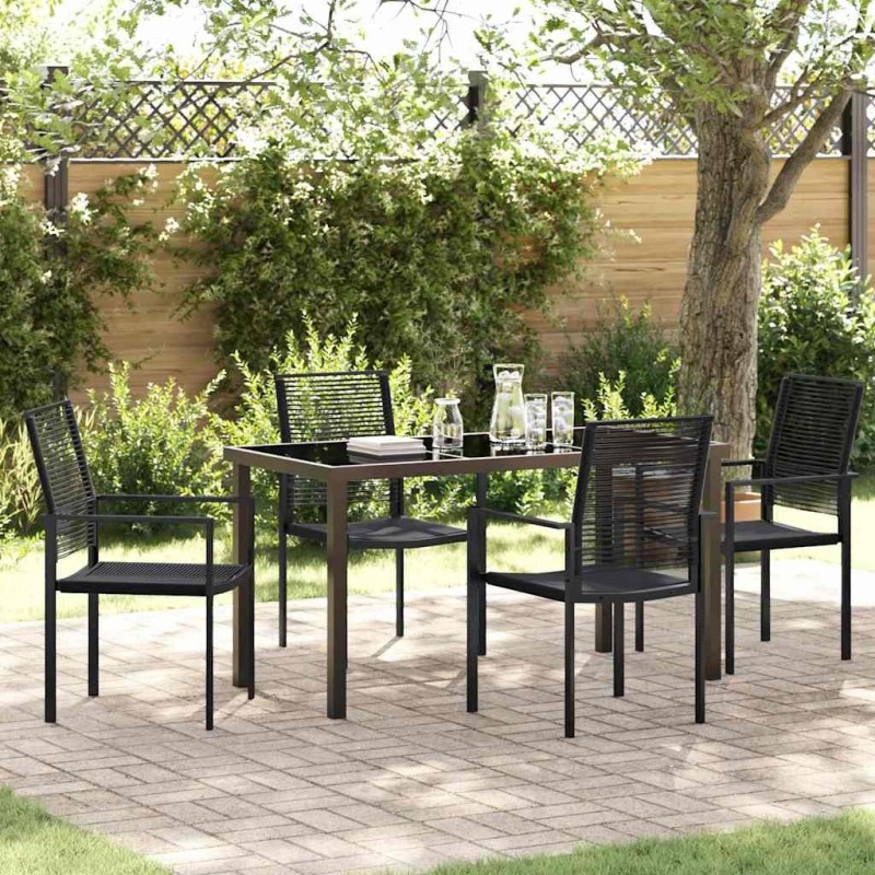 Ensemble de salle à manger pour jardin 5 pcs Noir 566111566111