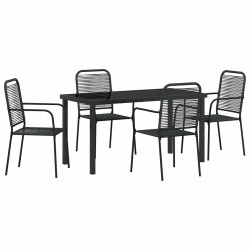 Ensemble de salle à manger pour jardin 5 pcs Noir 566113566113