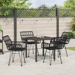 Ensemble de salle à manger pour jardin 5 pcs Noir 566114566114