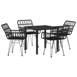 Ensemble de salle à manger pour jardin 5 pcs Noir 566114566114
