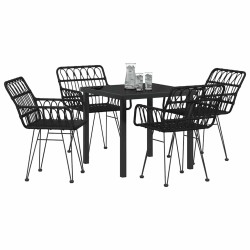 Ensemble de salle à manger pour jardin 5 pcs Noir 566114566114