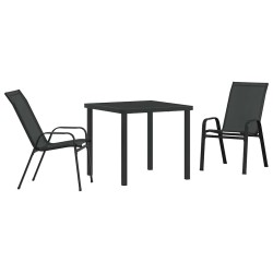Ensemble de salle à manger pour jardin 3 pcs Noir 566115566115