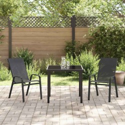 Ensemble de salle à manger pour jardin 3 pcs Noir 566115566115
