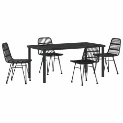 Ensemble de salle à manger pour jardin 5 pcs Noir 566116566116
