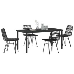 Ensemble de salle à manger pour jardin 5 pcs Noir 566116566116