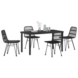 Ensemble de salle à manger pour jardin 5 pcs Noir 566119566119