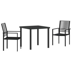 Ensemble de salle à manger pour jardin 3 pcs Noir 566121566121