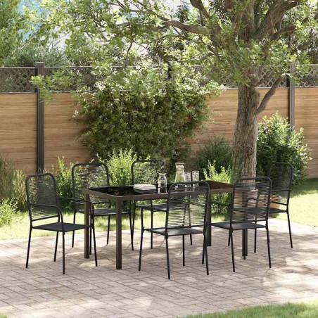 Ensemble de salle à manger pour jardin 7 pcs Noir 566123566123
