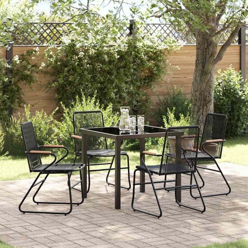 Ensemble de salle à manger pour jardin 5 pcs Noir 566124566124