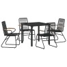 Ensemble de salle à manger pour jardin 5 pcs Noir 566124566124