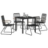 Ensemble de salle à manger pour jardin 5 pcs Noir 566124566124