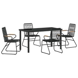 Ensemble de salle à manger pour jardin 5 pcs Noir 566125566125