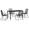 Ensemble de salle à manger pour jardin 5 pcs Noir 566125566125