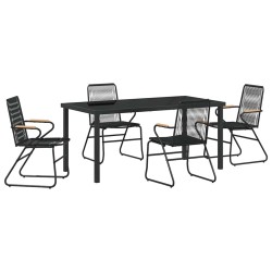 Ensemble de salle à manger pour jardin 5 pcs Noir 566126566126