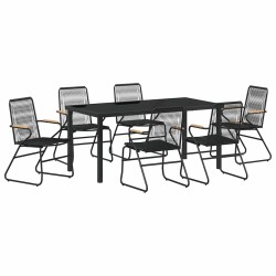 Ensemble de salle à manger pour jardin 7 pcs Noir 566128566128