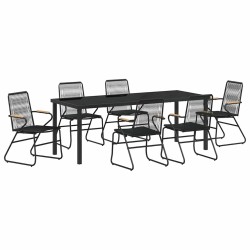 Ensemble de salle à manger pour jardin 7 pcs Noir 566131566131