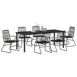Ensemble de salle à manger pour jardin 7 pcs Noir 566131566131