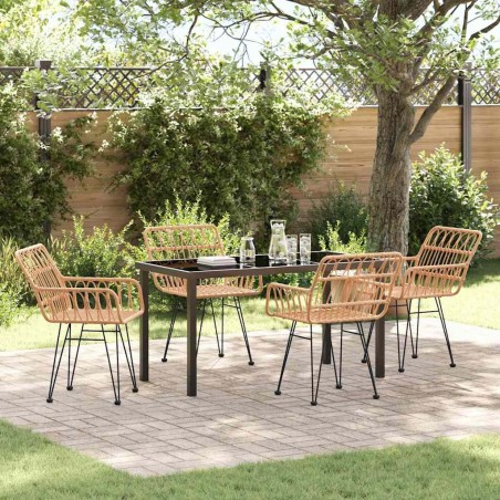 Ensemble de salle à manger pour jardin 5 pcs Marron 566132566132
