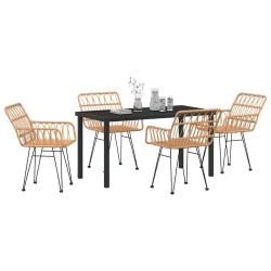 Ensemble de salle à manger pour jardin 5 pcs Marron 566132566132