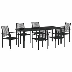 Ensemble de salle à manger pour jardin 7 pcs Noir 566133566133
