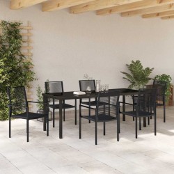 Ensemble de salle à manger pour jardin 7 pcs Noir 566133566133