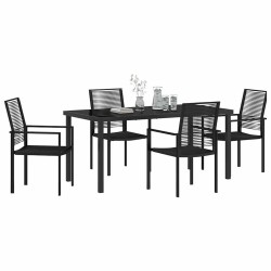 Ensemble de salle à manger pour jardin 5 pcs Noir 566134566134