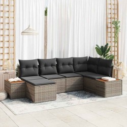 Ensemble de canapé de jardin avec coussin 7 pcs Gris Polyrotin 566141566141