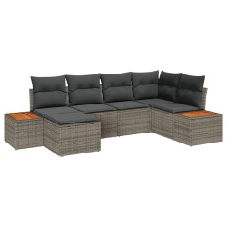 Ensemble de canapé de jardin avec coussin 7 pcs Gris Polyrotin 566141566141