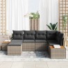 Ensemble de canapé de jardin avec coussin 7 pcs Gris Polyrotin 566141566141