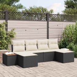 Ensemble de canapé de jardin 6 pcs Noir et Crème Poly Rattan 566142566142