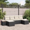 Ensemble de canapé de jardin 6 pcs Noir et Crème Poly Rattan 566142566142