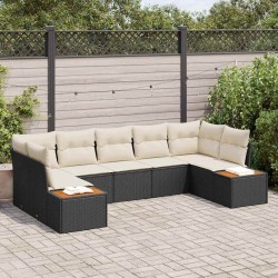 Ensemble de canapé de jardin 7 pcs Noir et Crème Polyrotin 566143566143